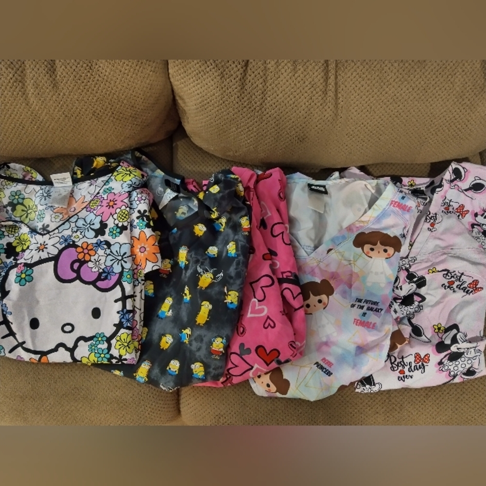 Colorful Cartoon Print Scrub Tops- $100 For all 27 Scrubs Tops